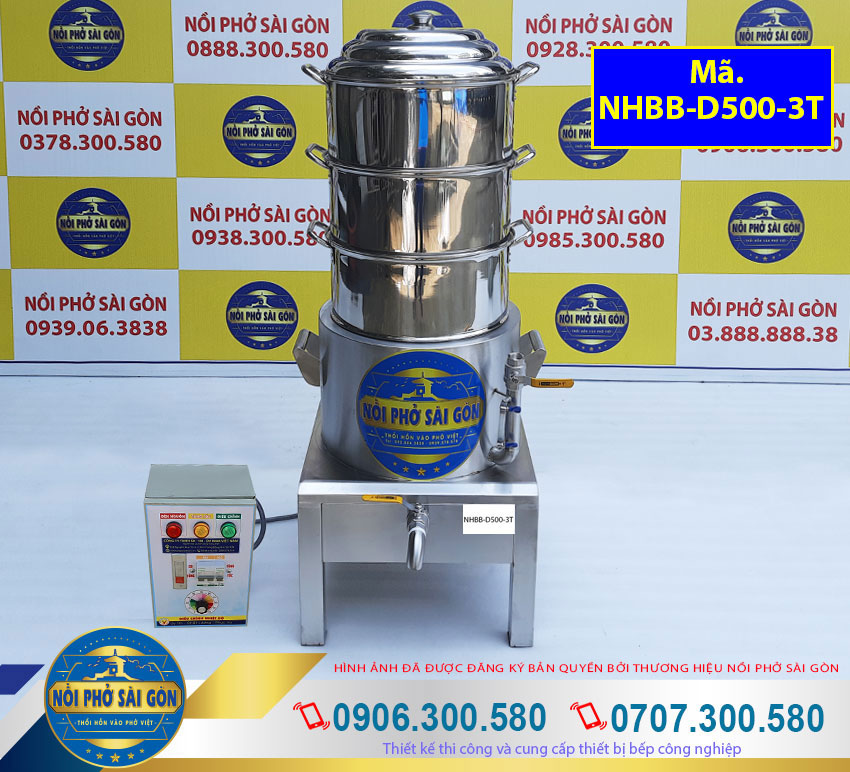 Nồi Hấp Bánh Bao Điện Công Nghiệp 3 Tầng NHBB-D500-3T Giá Tốt