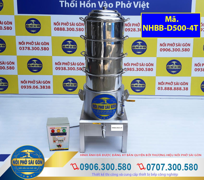 Nồi Hấp Bánh Bao Công Nghiệp Bằng Điện 4 Tầng NHBB-D500-4T