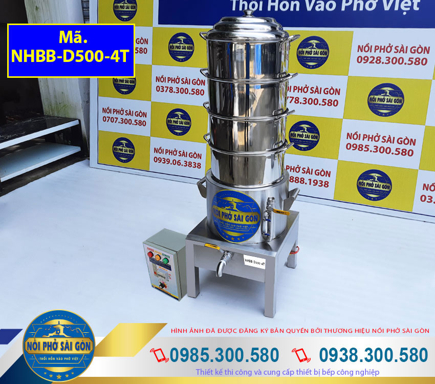 Nồi Hấp Bánh Bao Công Nghiệp Bằng Điện 4 Tầng NHBB-D500-4T