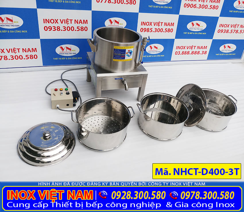 Nồi hấp điện công nghiệp, nồi hấp cách thủy, nồi hấp cơm tấm bằng điện 3 tầng mua tại đây.