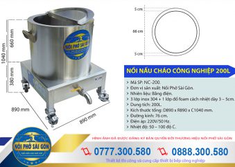 Nồi inox nấu cháo công nghiệp 200 lít giá tốt.