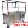 Tủ xe bán hủ tiếu phở inox có nồi điện 60 lít.